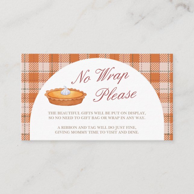 Cutie Pie Fall Baby Shower No Wrap Please Card  (Front)