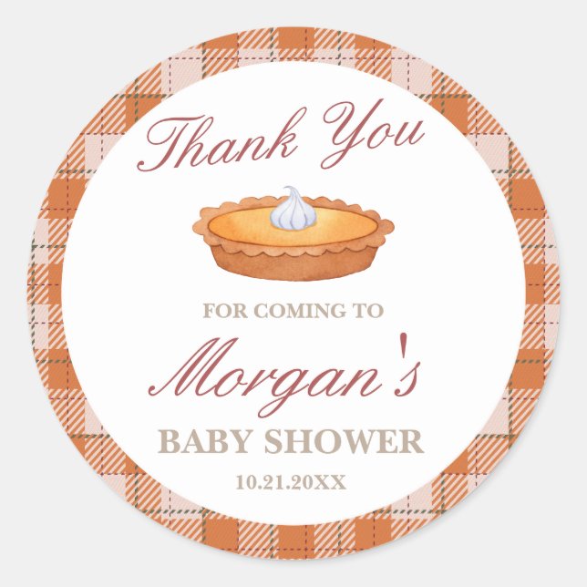 Cutie Pie Fall Baby Shower Round Sticker (Front)
