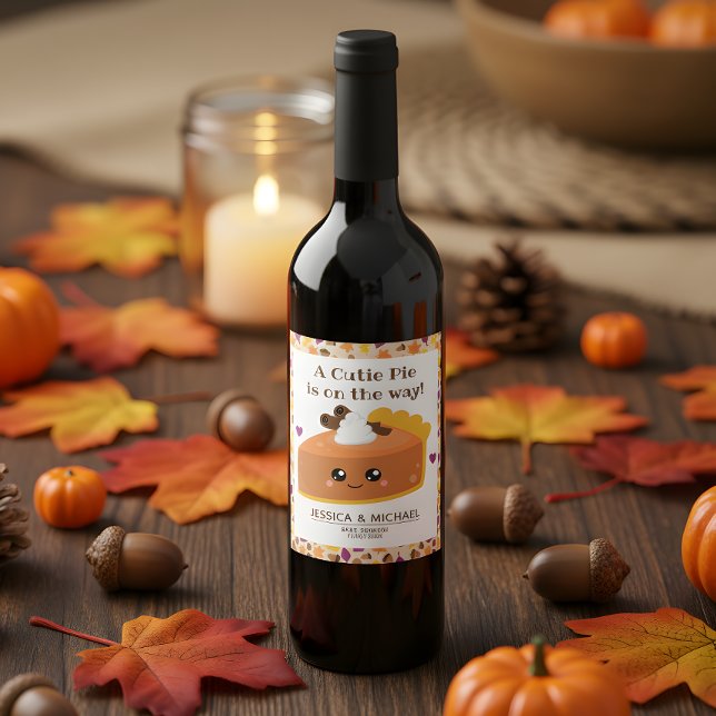 Cutie Pie Fall Baby Shower Wine Label ( You’ll definitely want a piece of this cutie pie sticker. )