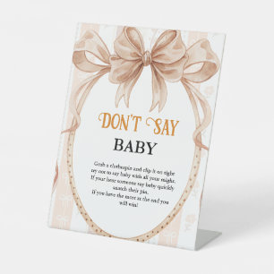 Cutie pie fall bow don't say baby baby Shower sign