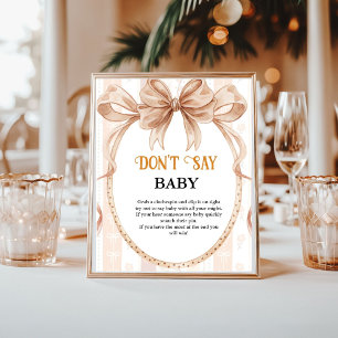 Cutie pie fall bow don't say baby baby Shower sign