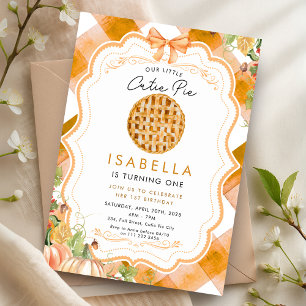 Cutie Pie Fall First 1st Birthday Thanksgiving Invitation