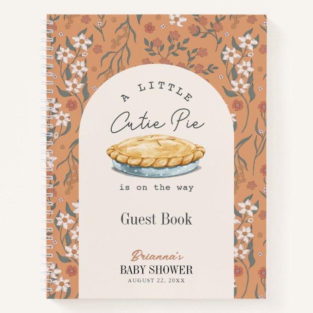 Cutie Pie Floral Girl Baby Shower Guest Book (Front)