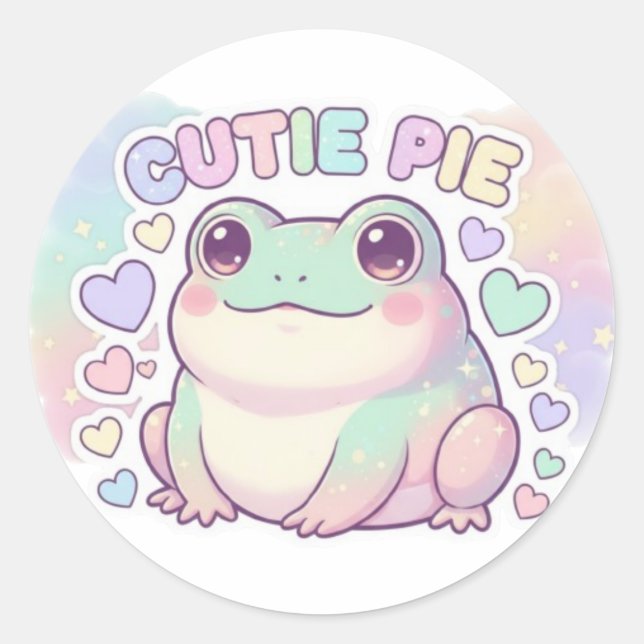 Cutie Pie Frog Sticker Cute Sparkle Frog Kawaii Ae (Front)