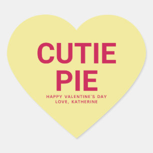 Cutie pie fun cute Valentine's Day conversation Heart Sticker