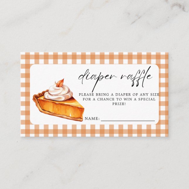 Cutie Pie Gingham Fall Baby Shower Diaper Raffle Enclosure Card (Front)