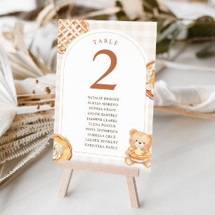 Cutie Pie Gingham Teddy Bear Fall Baby Shower Table Number