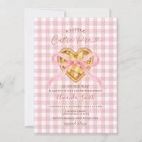 Cutie Pie Heart Pink Bow Gingham Fall Baby Shower