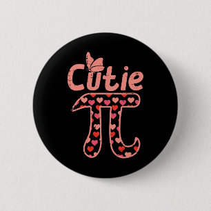 Cutie Pie Hearts Cute Pi Day Symbol Math Pun Geek 6 Cm Round Badge