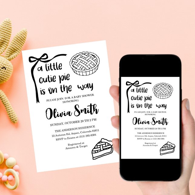 Cutie Pie is on the Way, Fall Baby Shower Invitation (Creator Uploaded)