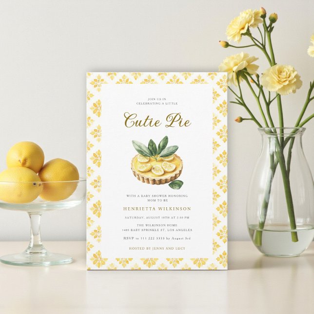Cutie Pie Lemon Tart Watercolor Baby Shower  Invitation (Creator Uploaded)