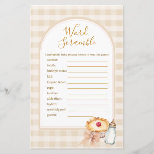 Cutie Pie Pastel Gingham Shower Word Scramble Game