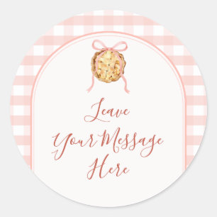 Cutie Pie Pastel Pink Bow Baby Shower Your Message Classic Round Sticker