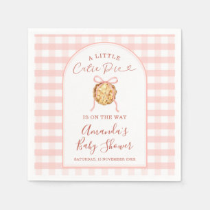 Cutie Pie Pastel Pink Bow Gingham Fall Baby Shower Napkin
