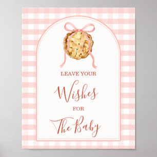Cutie Pie Pastel Pink Gingham Leave Your Wishes Poster