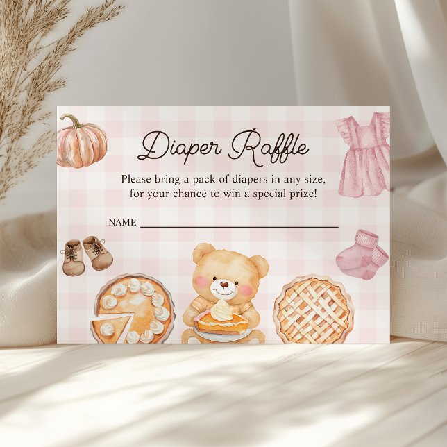 Cutie Pie Pink Fall Girl Baby Shower Diaper Raffle Enclosure Card (Creator Uploaded)