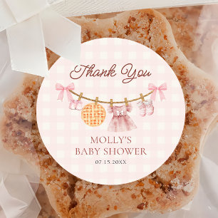 Cutie Pie Pink Fall Girl Baby Shower Sticker