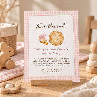 Cutie pie pink First Birthday Time Capsule Sign