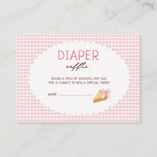 Cutie Pie Pink gingham Baby Shower diaper raffle Enclosure Card