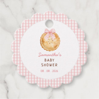 Cutie Pie Pink gingham Baby Shower Favour Tags