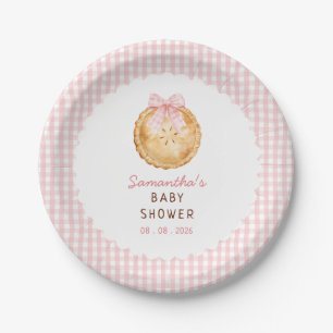 Cutie Pie Pink gingham Baby Shower Paper Plate