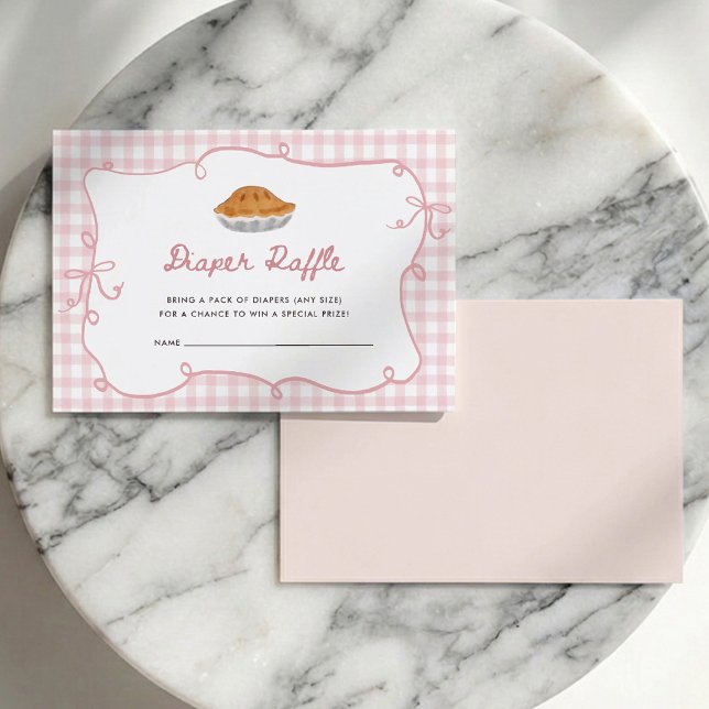 Cutie Pie Pink Gingham Diaper Raffle Card (Creator Uploaded)