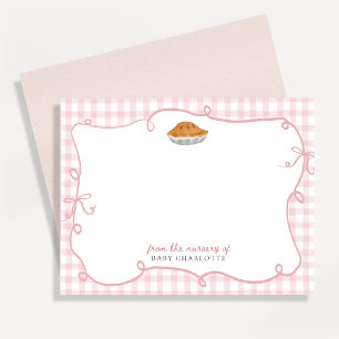 Cutie Pie Pink Gingham Nursery Note Card