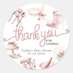 Cutie Pie   Pink Girl Baby Shower Thank You Classic Round Sticker