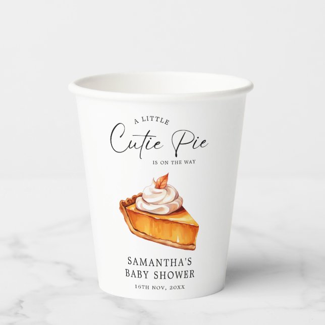 Cutie Pie Pumpkin Fall Baby Shower  Paper Cups (Front)
