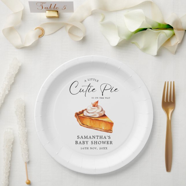 Cutie Pie Pumpkin Fall Baby Shower  Paper Plate (Wedding)