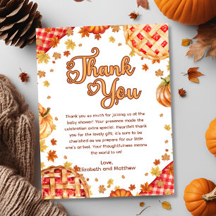 Cutie Pie Pumpkin Fall Baby Shower Thank You Card