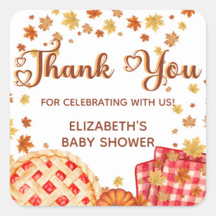 Cutie Pie Pumpkin Fall Baby Shower Thank You Square Sticker