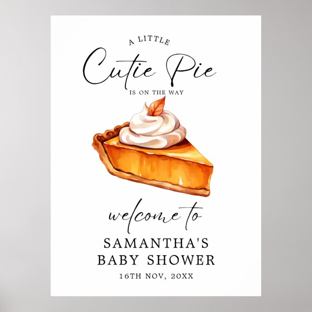 Cutie Pie Pumpkin Fall Baby Shower Welcome Signs (Front)