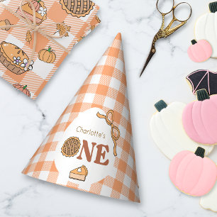 Cutie Pie Pumpkin Gingham Birthday Party Hat