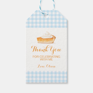 Cutie Pie pumpkin pie blue plaid baby shower Gift Tags