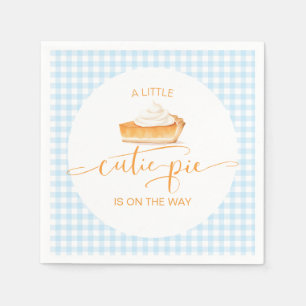 Cutie Pie pumpkin pie blue plaid baby shower Napkin