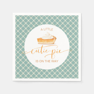 Cutie Pie pumpkin pie Fall plaid baby shower Napkin
