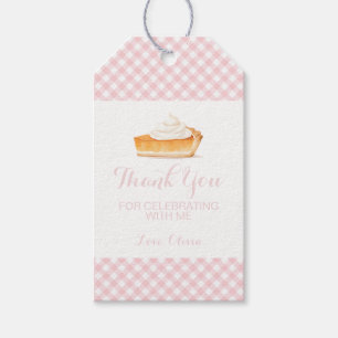Cutie Pie pumpkin pie pink plaid baby shower Gift Tags