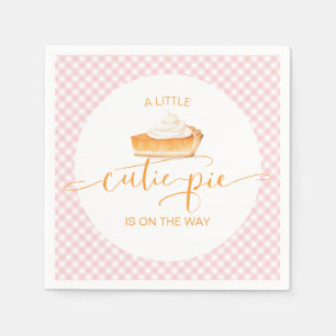 Cutie Pie pumpkin pie pink plaid baby shower Napkin