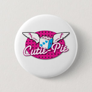 Cutie-Pie rockabilly cute dice with wings 6 Cm Round Badge