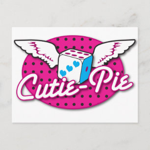 Cutie-Pie rockabilly cute dice with wings Postcard