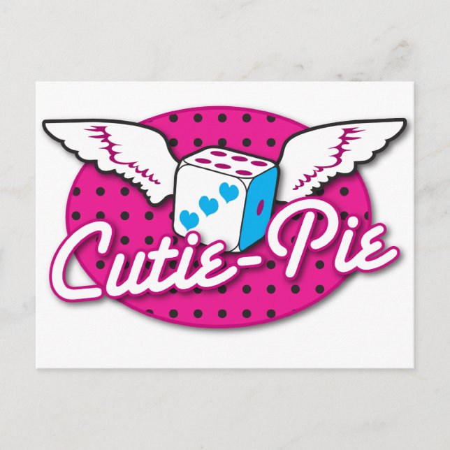 Cutie-Pie rockabilly cute dice with wings Postcard (Front)
