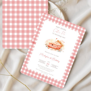 Cutie Pie Rustic Pink Gingham 1st Birthday Invitat Invitation