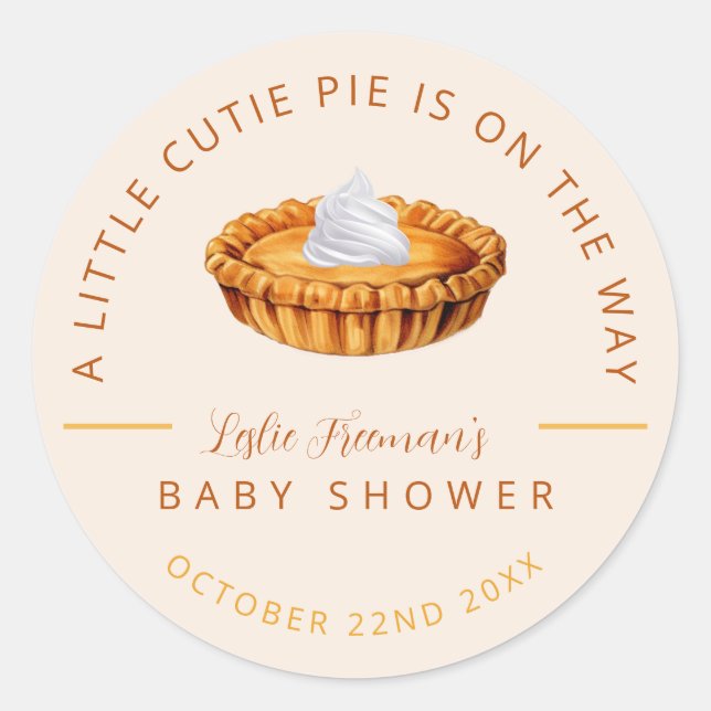 Cutie Pie Thanksgiving Baby Shower Sticker (Front)