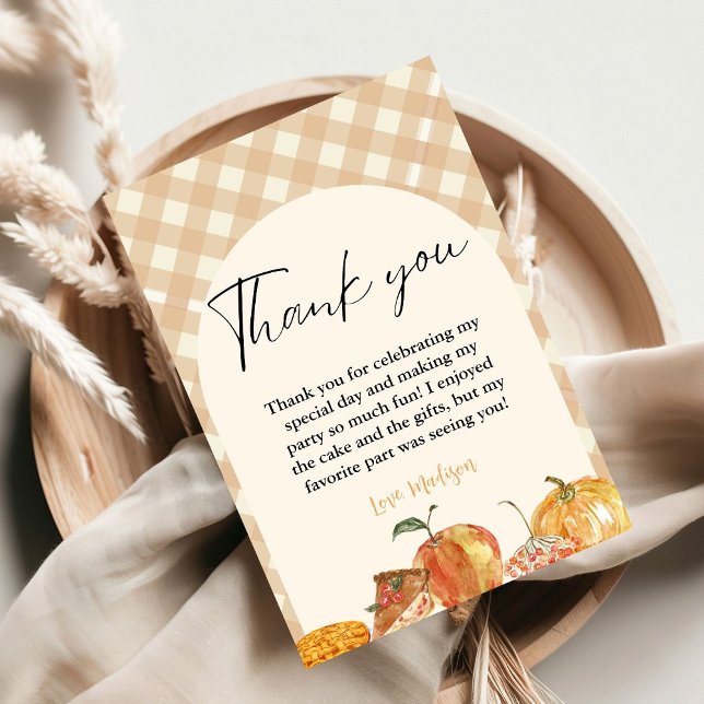 Cutie Pie Thanksgiving Birthday Thank you Card (Creator Uploaded)