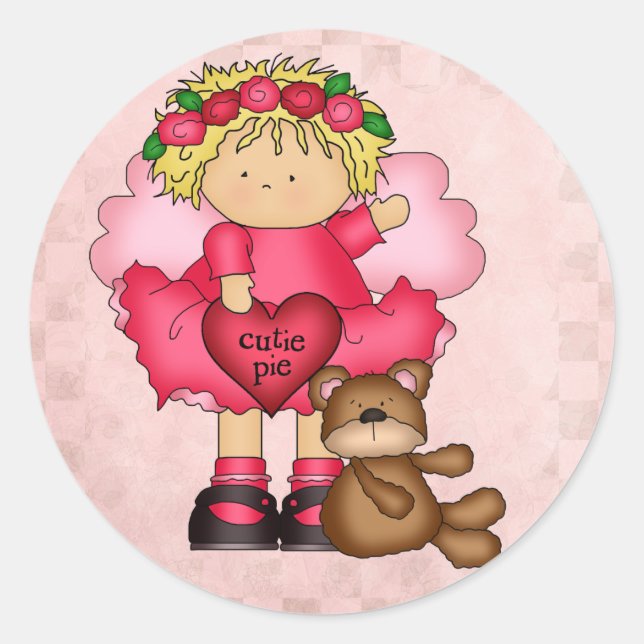 Cutie Pie Valentine Stickers (Front)