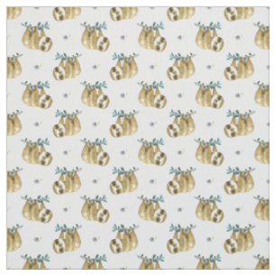 Cutie Pie Watercolor Sloth Pattern Fabric