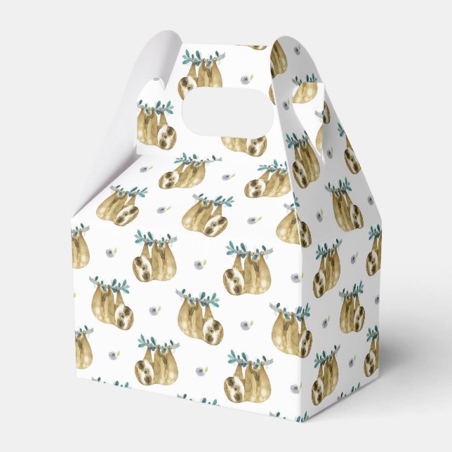 Cutie Pie Watercolor Sloth Pattern Favour Box (Front Side)