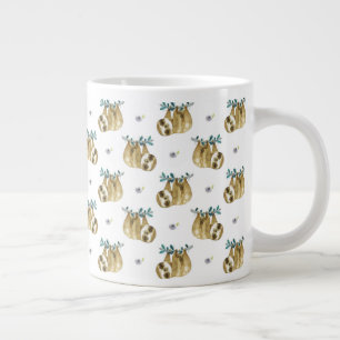 Cutie Pie Watercolor Sloth Pattern Large Coffee Mug
