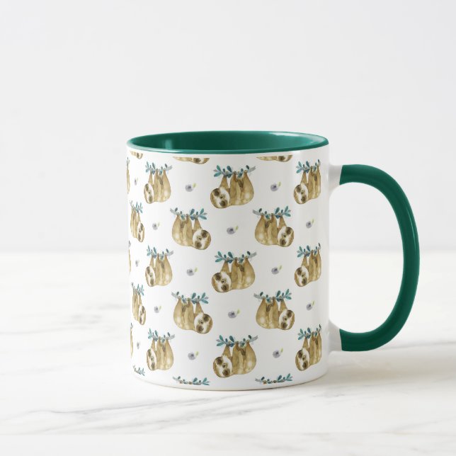 Cutie Pie Watercolor Sloth Pattern Mug (Right)